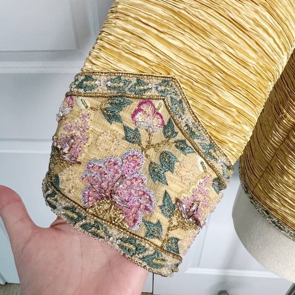 Mary McFadden Vintage 1990's Evening Jacket Blazer Beaded Floral Gold Size 12 - Picture 7 of 10